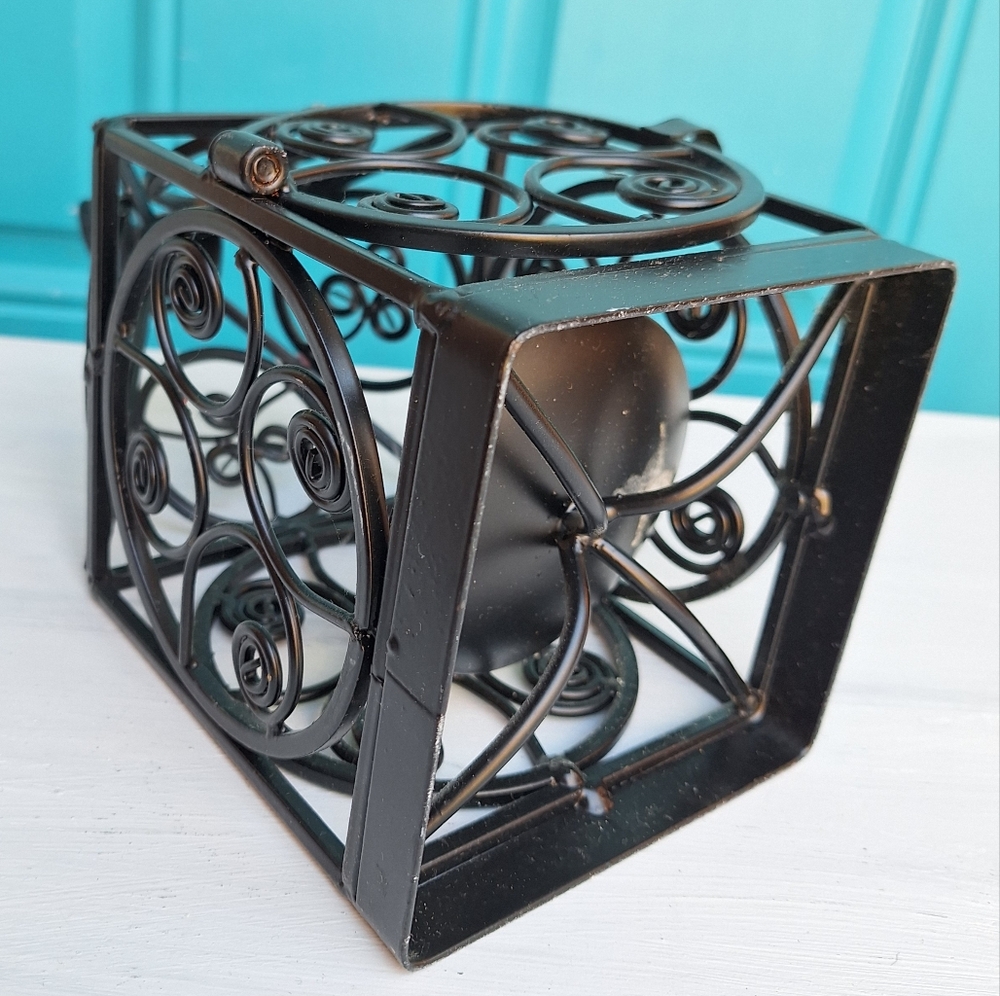 Metal Lantern for Candle Wrought Iron Medieval Gothic Baroque Ornate Scrollwork - Picture 8 of 17